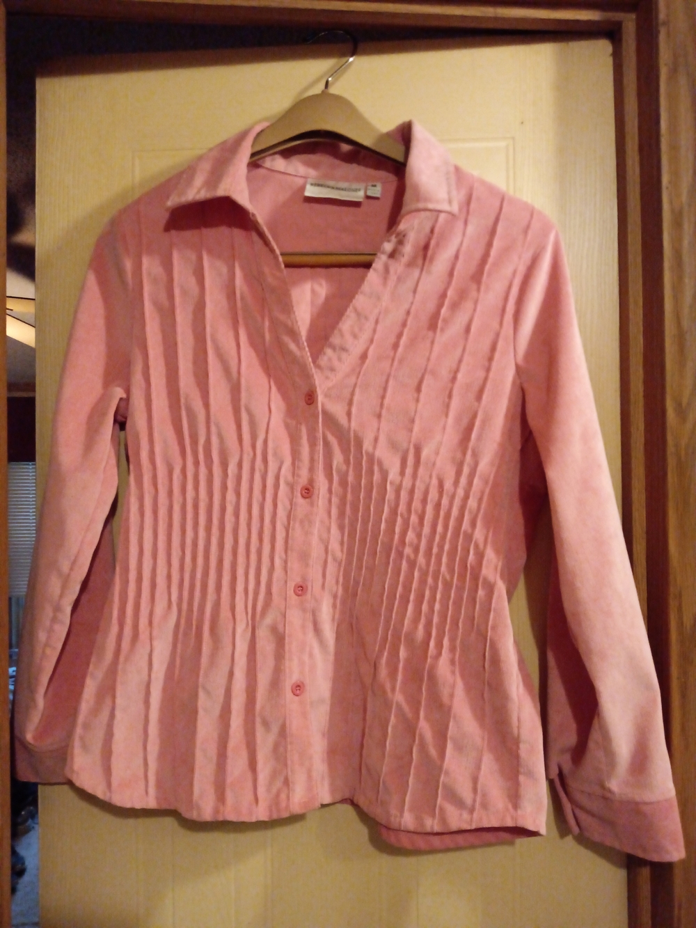Rebecca Malone Pink Pleated Button-Down Shirt